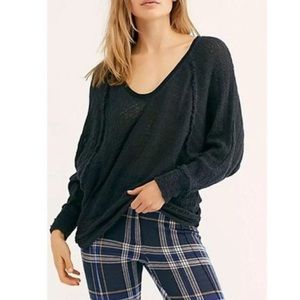 Free people navy Thein hacci sweater size Medium